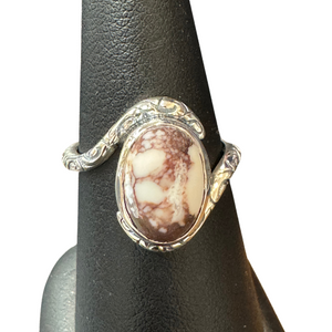 Wild Horse Med Oval Scrolly Band Silver Ring S6