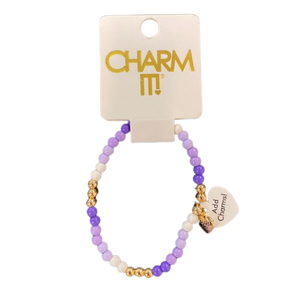 Gold Purple Stretch Bead Bracelet Gold Purple Stretch Bead Bracelet