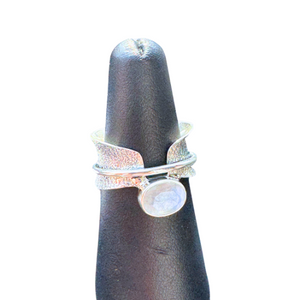 Rainbow Moonstone Oval Spin Silver Ring S8