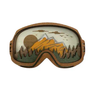 Snowy Mtns Ski Goggles Shelf Sitter Snowy Mtns Ski Goggles Shelf Sitter