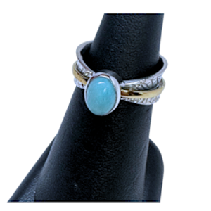 Larimar Spin with Gold Silver Ring S6