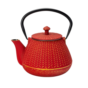 Cast Iron Tea pot Red Chevron
