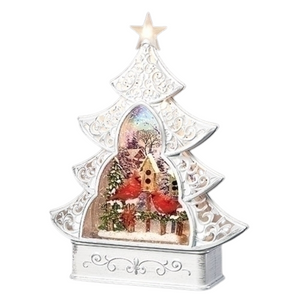 11in Swirl White Tree Cardinal Birdhouse Water Lantern 11in Swirl White Tree Cardinal Birdhouse Water Lantern