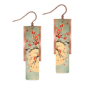 Rectangle Cherry Moon Copper Earrings