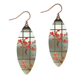 Long Oval Point Spring Window Leaf Earrings Long Oval Point Spring Window Leaf Earrings