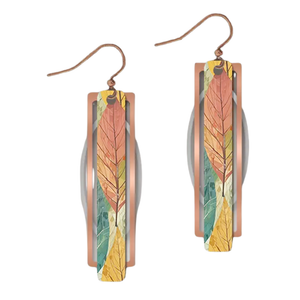Rectangle Forest Pastel Leaves Earrings Rectangle Forest Pastel Leaves Earrings