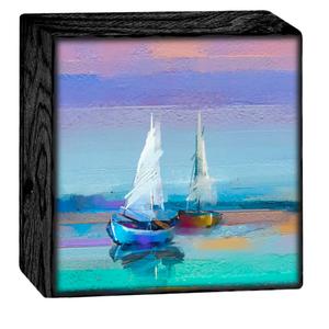 Sail Boats Blue Block Sign