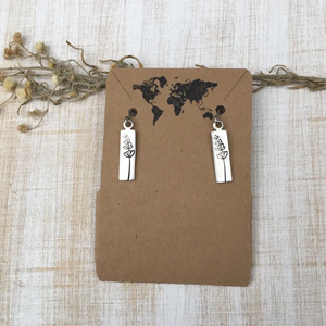 Stainless Rectangle Lavender Earrings Stainless Rectangle Lavender Earrings