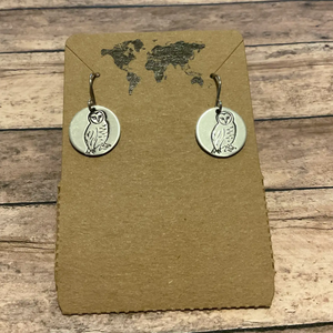 Stainless Circle Barn Owl Earrings Stainless Circle Barn Owl Earrings