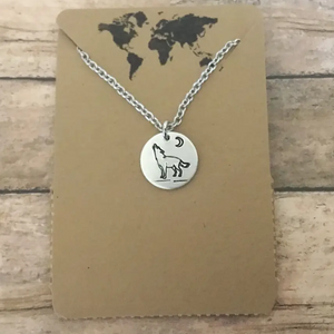 Stainless Circle Wolf Howling Necklace Stainless Circle Wolf Howling Necklace