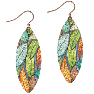 Long Oval Point Floating Leaves Earrings Long Oval Point Floating Leaves Earrings