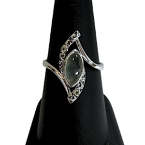 Labradorite Marquis with Swiss Blue Topaz Ring S9