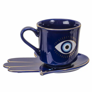 Blue All Seeing Eye Mug & Saucer Set Blue All Seeing Eye Mug & Saucer Set