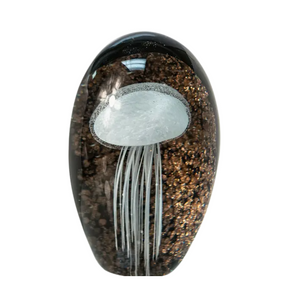 4in Glass Jellyfish Glow White