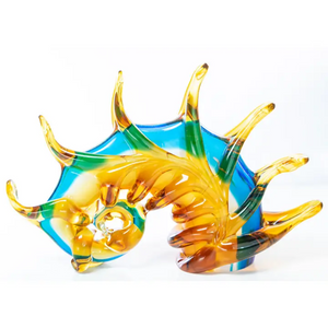 Glass Abstract Coral Blue & Yellow