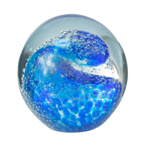 Large Glass Wave in Ball Dark Blue