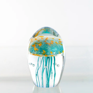 3in Glass Jellyfish Glow Blue & Orange