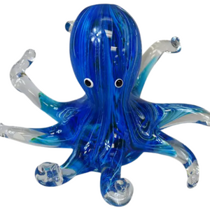 7in Glass Octopus Blue