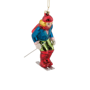 Blue Skier Glass Ornament Blue Skier Glass Ornament