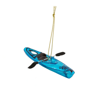 Blue Kayak Glass Ornament