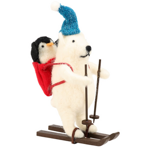 Skiing Bear Felt Critter Ornament Skiing Bear Felt Critter Ornament