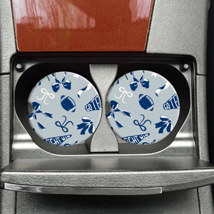 Football Grey & Blue Car Coasters Football Grey & Blue Car Coasters