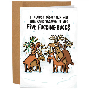Five F*cking Bucks Funny Christmas Card Five F*cking Bucks Funny Christmas Card