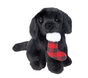 Sitting Holiday Dog Black Lab with Stocking Sitting Holiday Dog Black Lab with Stocking