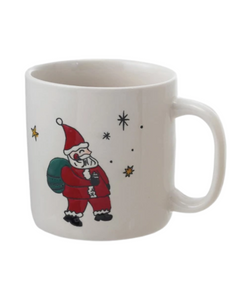 16oz Stoneware Mug with Wax Relief Santa Drawing 16oz Stoneware Mug with Wax Relief Santa Drawing