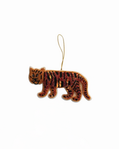 Beaded Fabric Safari Animal Tiger Ornament
