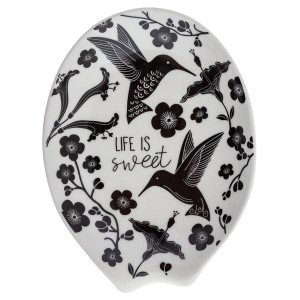 B&W Boho Hummingbird Ceramic Spoon Rest B&W Boho Hummingbird Ceramic Spoon Rest