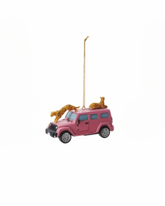 Pink Safari Vehicle with Cheetahs Ornament Pink Safari Vehicle with Cheetahs Ornament