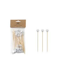 Bamboo Single Use Skewers Snowflake Shaped Handles Bamboo Single Use Skewers Snowflake Shaped Handles