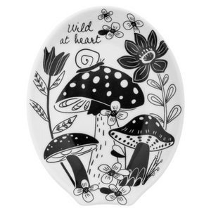 B&W Boho Mushroom Ceramic Spoon Rest B&W Boho Mushroom Ceramic Spoon Rest