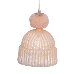 Pink Pom Hat Glass Ornament Pink Pom Hat Glass Ornament