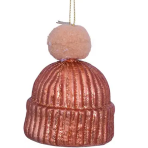 Pink Pom Hat Glass Ornament Pink Pom Hat Glass Ornament