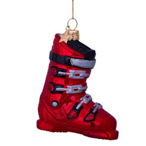 Red Ski Boot Glass Ornament Red Ski Boot Glass Ornament