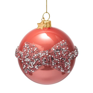 Bauble Pink Orange Diamond Glass Ornament