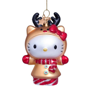 Hello Kitty Holiday Reindeer Glass Ornament