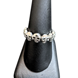 Silver Skull Band Ring S11