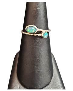 Ethiopian Opal 2 side oval Silver Ring S7