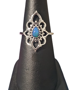Ethiopian Opal with petals Silver Ring S8