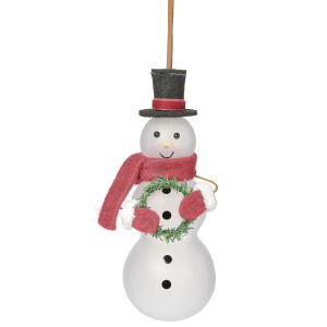 Frosted Snowman Glass Ornament