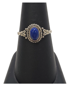 Lapis oval ropey Silver Ring S9