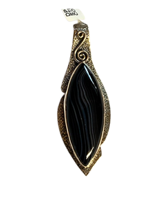 Black Banded Agate marquis Pendent
