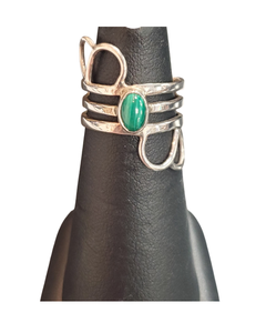 Malachite oval loops Silver Ring S5