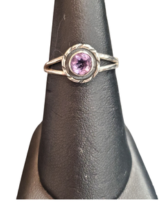 Amethyst circle in circle Silver Ring S8