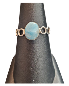 Larimar oval circles Silver Ring S8