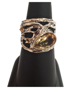 Citrine tear with Citrine Silver Ring S9