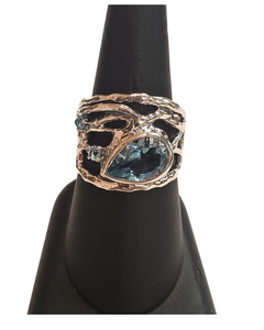 Blue Topaz tear with Swiss Blue Topaz Ring S9